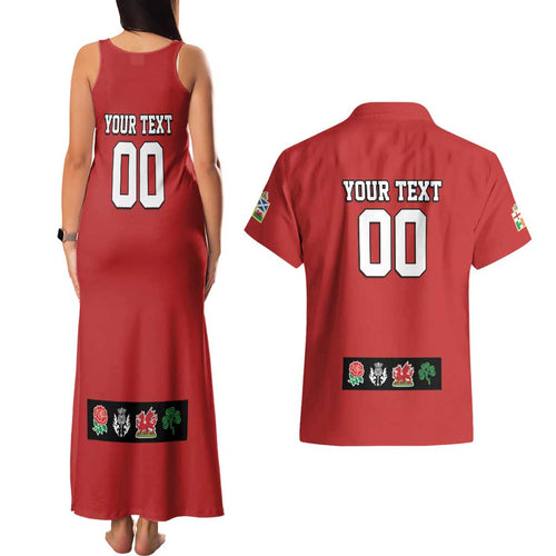 Custom British Lions Couples Matching Tank Maxi Dress and Hawaiian Shirt Combination of England Irish Scottish Welsh