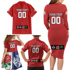Custom British Lions Family Matching Long Sleeve Bodycon Dress and Hawaiian Shirt Combination of England Irish Scottish Welsh