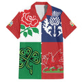 Custom British Lions Family Matching Off The Shoulder Long Sleeve Dress and Hawaiian Shirt Combination of England Irish Scottish Welsh
