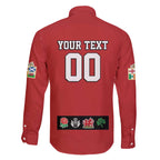 Custom British Lions Family Matching Off The Shoulder Long Sleeve Dress and Hawaiian Shirt Combination of England Irish Scottish Welsh
