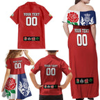 Custom British Lions Family Matching Off Shoulder Maxi Dress and Hawaiian Shirt Combination of England Irish Scottish Welsh