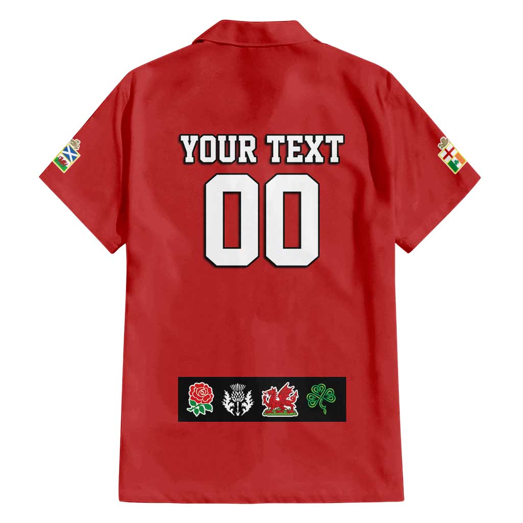 Custom British Lions Family Matching Off Shoulder Maxi Dress and Hawaiian Shirt Combination of England Irish Scottish Welsh