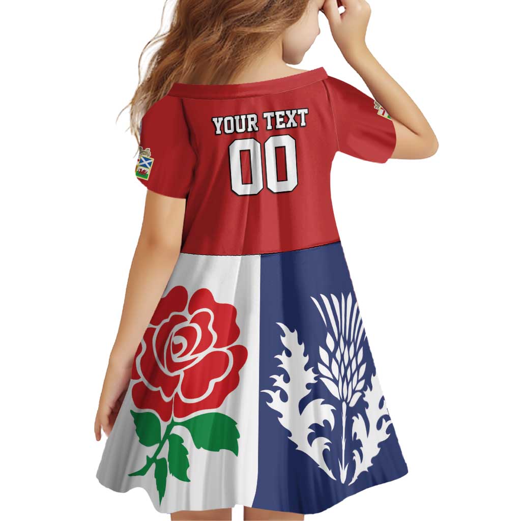 Custom British Lions Family Matching Off Shoulder Short Dress and Hawaiian Shirt Combination of England Irish Scottish Welsh