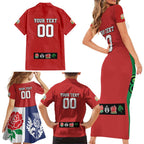 Custom British Lions Family Matching Short Sleeve Bodycon Dress and Hawaiian Shirt Combination of England Irish Scottish Welsh