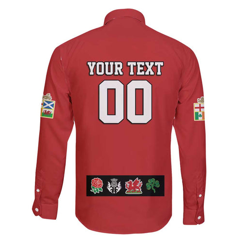 Custom British Lions Family Matching Short Sleeve Bodycon Dress and Hawaiian Shirt Combination of England Irish Scottish Welsh