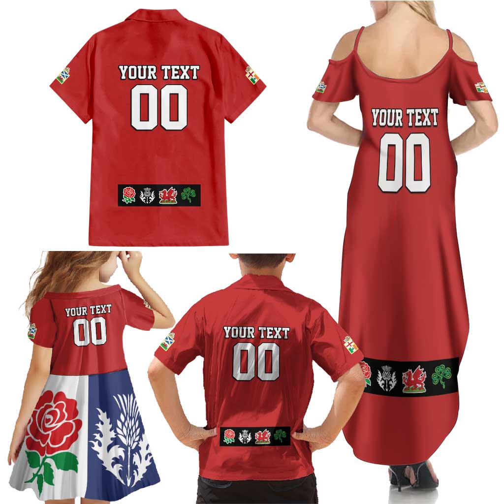 Custom British Lions Family Matching Summer Maxi Dress and Hawaiian Shirt Combination of England Irish Scottish Welsh