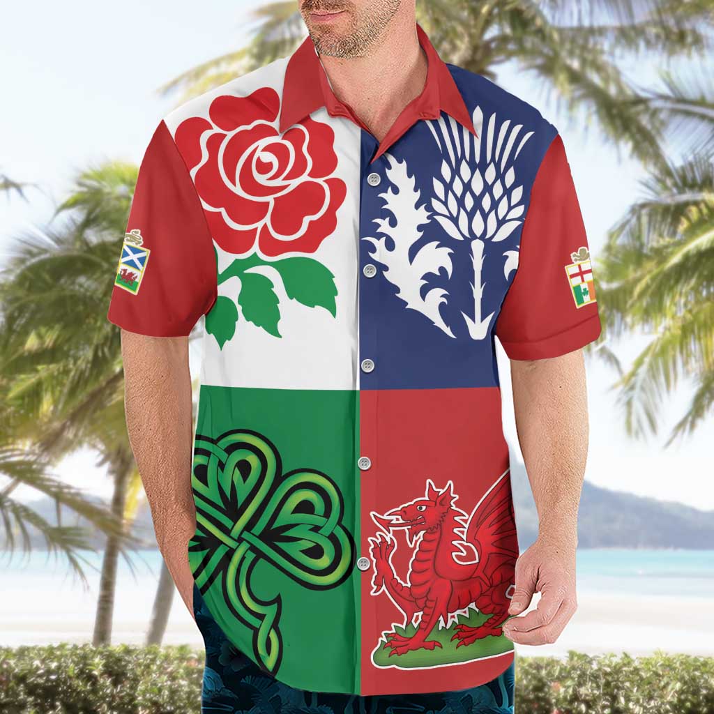 Custom British Lions Hawaiian Shirt Combination of England Irish Scottish Welsh