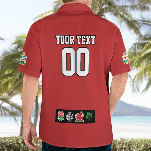 Custom British Lions Hawaiian Shirt Combination of England Irish Scottish Welsh