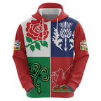 Custom British Lions Hoodie Combination of England Irish Scottish Welsh