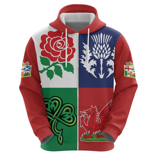 Custom British Lions Hoodie Combination of England Irish Scottish Welsh