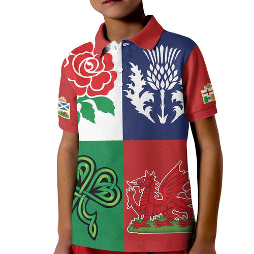 Custom British Lions Kid Polo Shirt Combination of England Irish Scottish Welsh