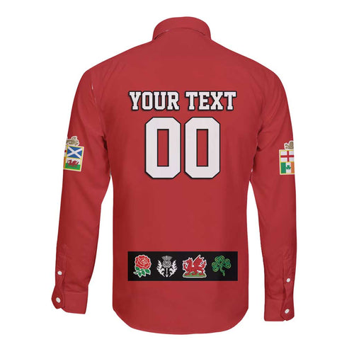 Custom British Lions Long Sleeve Button Shirt Combination of England Irish Scottish Welsh