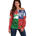 Custom British Lions Off Shoulder Sweater Combination of England Irish Scottish Welsh