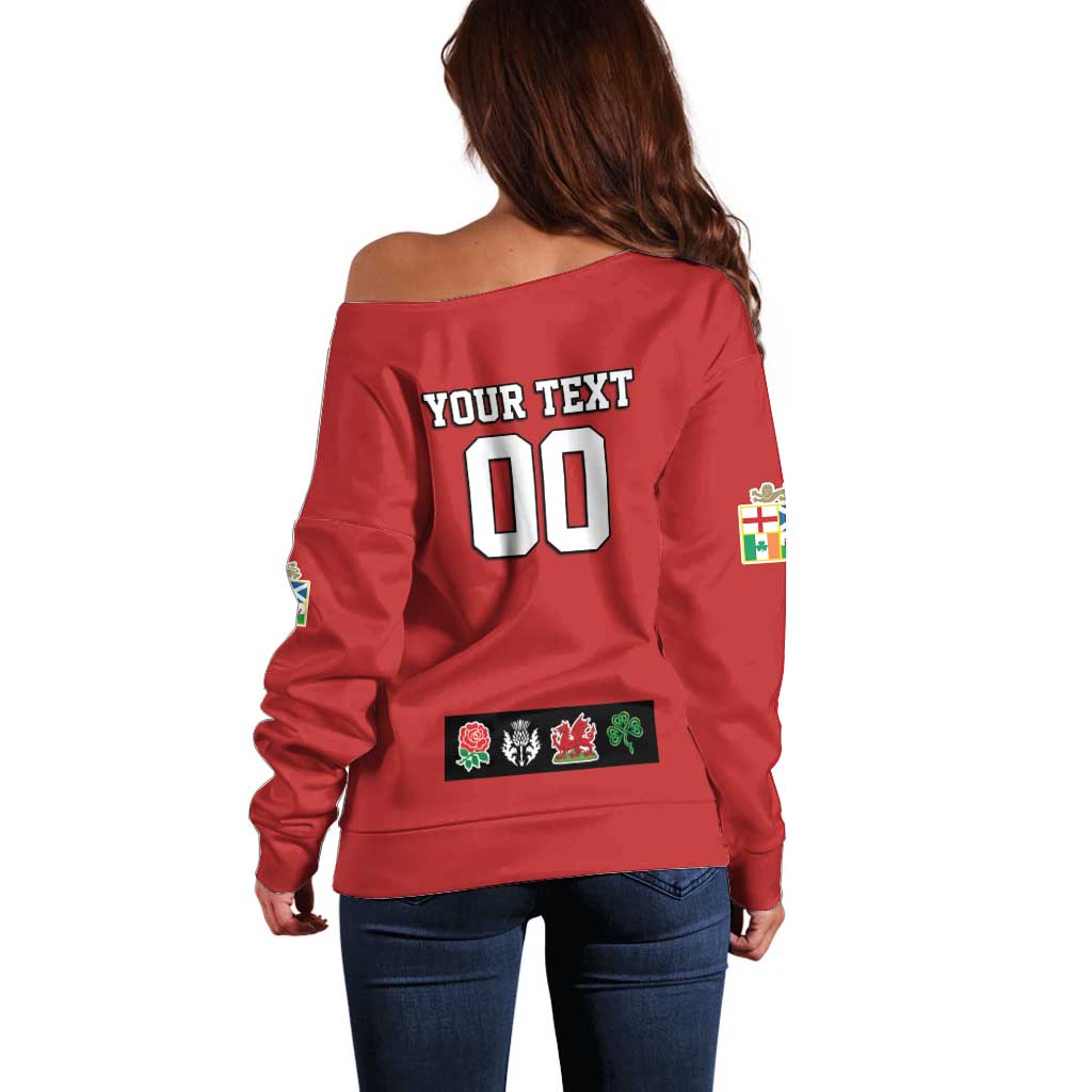 Custom British Lions Off Shoulder Sweater Combination of England Irish Scottish Welsh