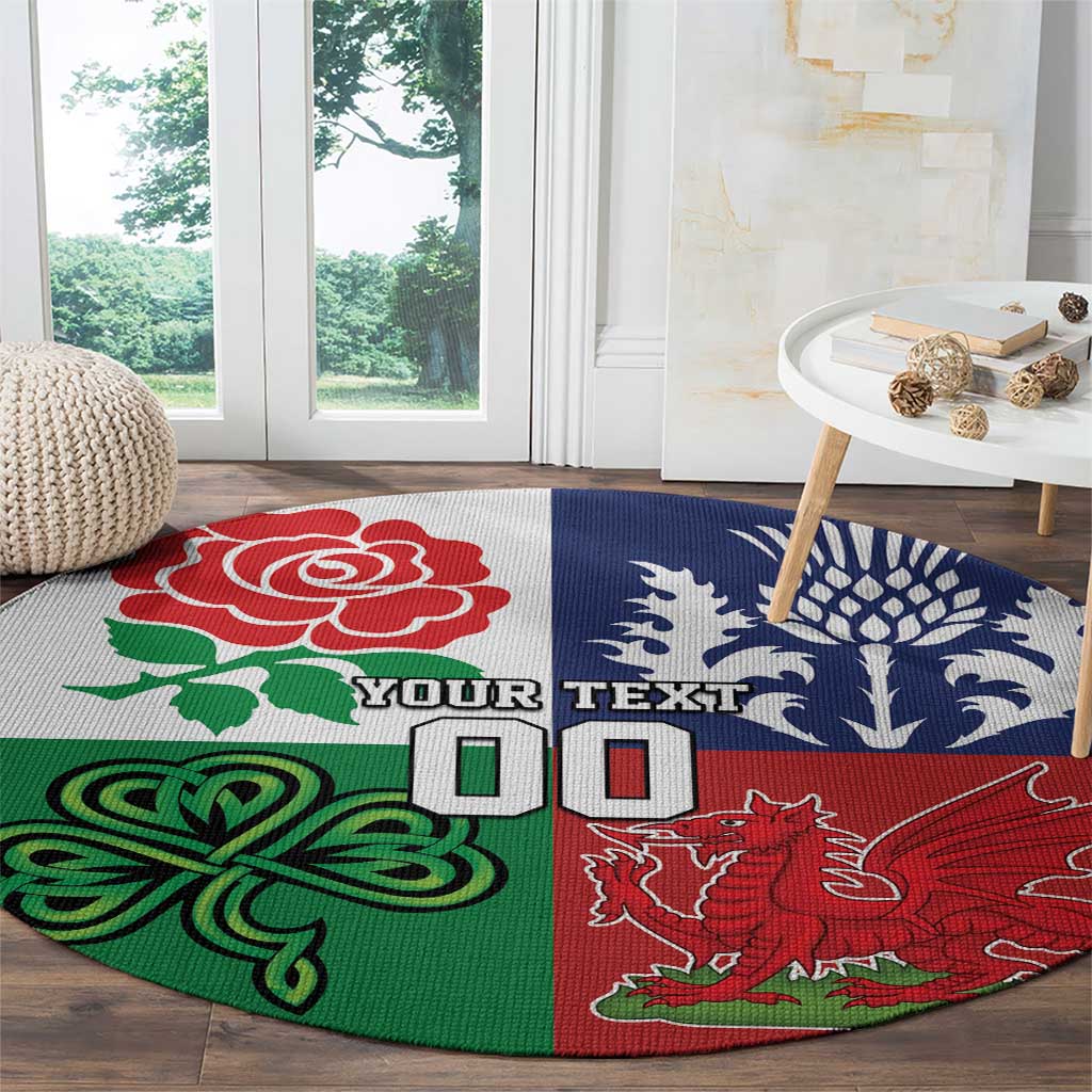 Custom British Lions Round Carpet Combination of England Irish Scottish Welsh