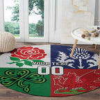 Custom British Lions Round Carpet Combination of England Irish Scottish Welsh
