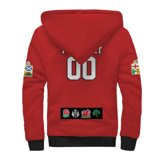 Custom British Lions Sherpa Hoodie Combination of England Irish Scottish Welsh