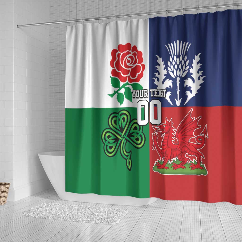 Custom British Lions Shower Curtain Combination of England Irish Scottish Welsh