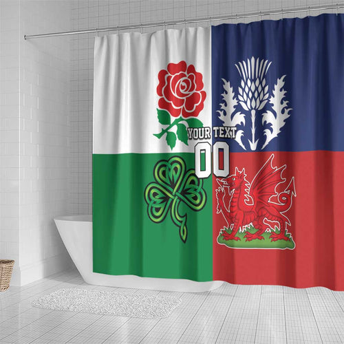 Custom British Lions Shower Curtain Combination of England Irish Scottish Welsh