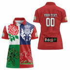 Custom British Lions Women Polo Shirt Combination of England Irish Scottish Welsh