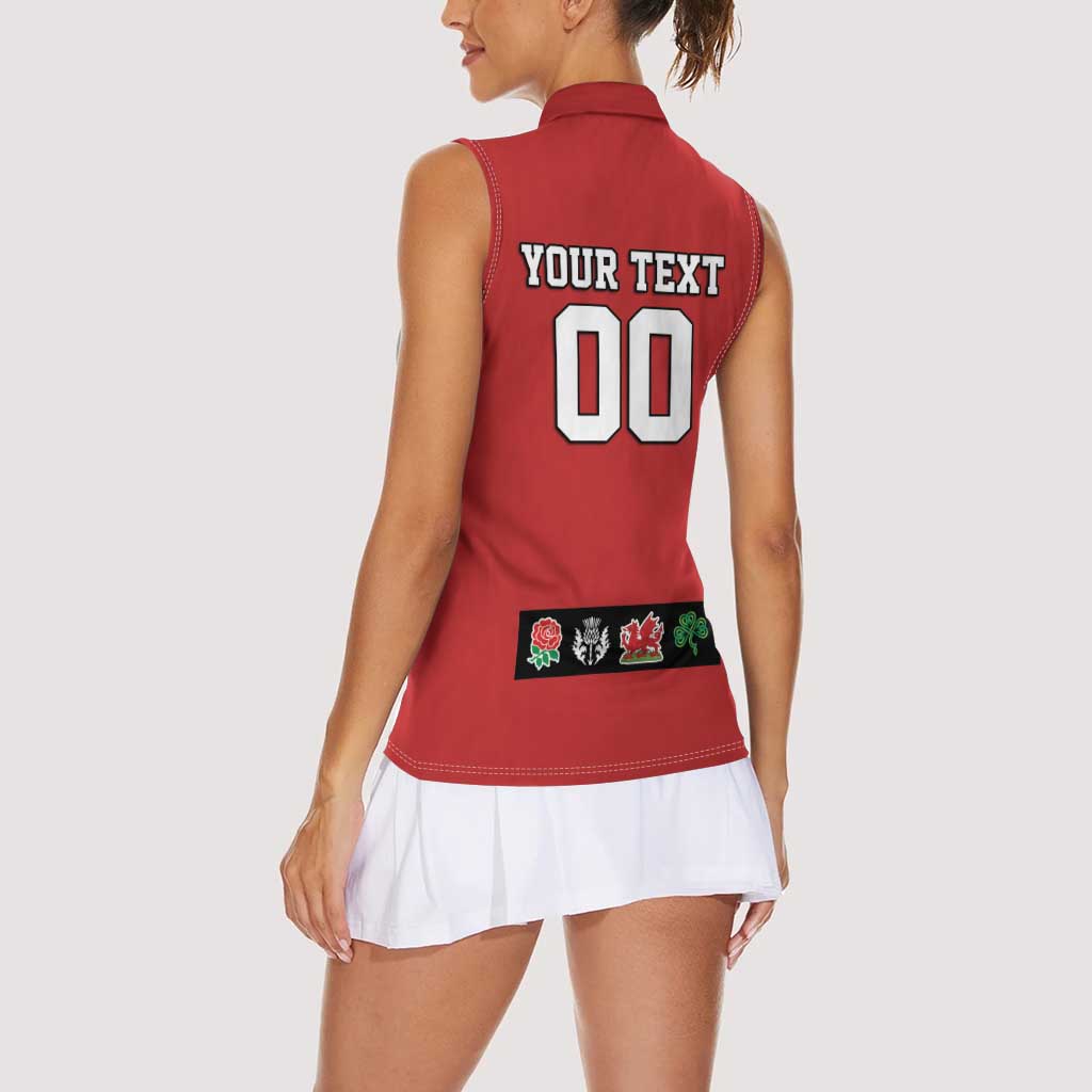 Custom British Lions Women Sleeveless Polo Shirt Combination of England Irish Scottish Welsh