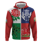 Custom British Lions Zip Hoodie Combination of England Irish Scottish Welsh