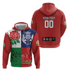 Custom British Lions Zip Hoodie Combination of England Irish Scottish Welsh