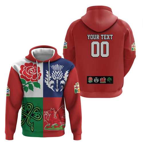 Custom British Lions Zip Hoodie Combination of England Irish Scottish Welsh