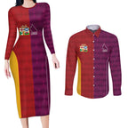 Custom British Lions Australia Queensland Couples Matching Long Sleeve Bodycon Dress and Long Sleeve Button Shirt Sporty Style