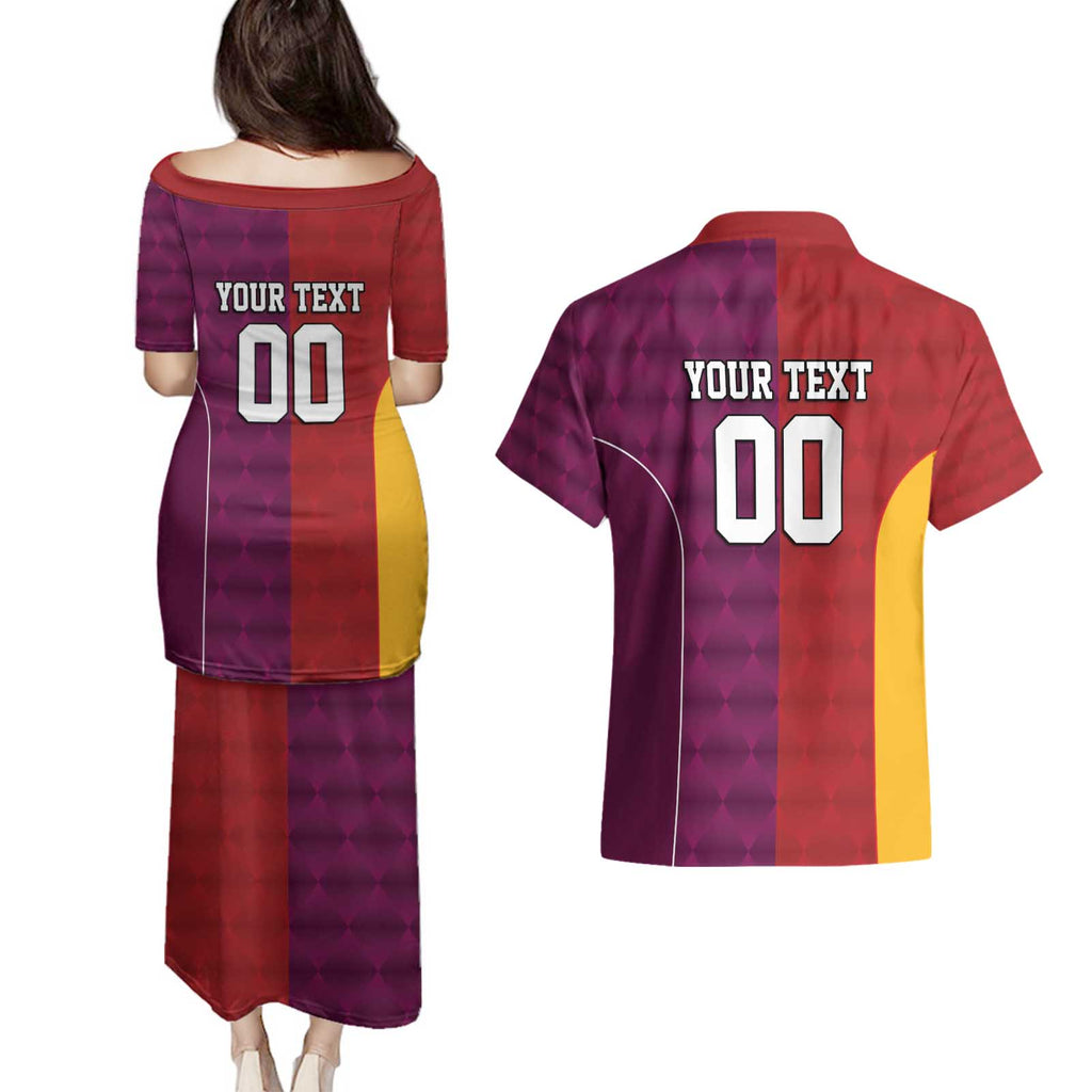 Custom British Lions Australia Queensland Couples Matching Puletasi and Hawaiian Shirt Sporty Style