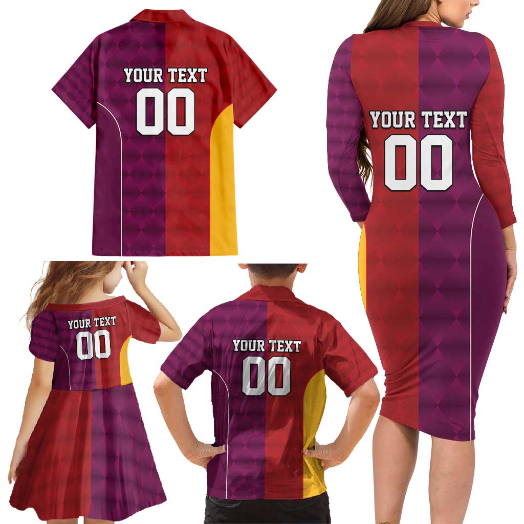 Custom British Lions Australia Queensland Family Matching Long Sleeve Bodycon Dress and Hawaiian Shirt Sporty Style
