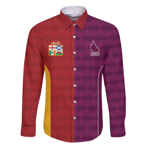 Custom British Lions Australia Queensland Family Matching Off The Shoulder Long Sleeve Dress and Hawaiian Shirt Sporty Style