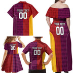 Custom British Lions Australia Queensland Family Matching Off Shoulder Maxi Dress and Hawaiian Shirt Sporty Style