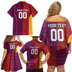 Custom British Lions Australia Queensland Family Matching Off Shoulder Short Dress and Hawaiian Shirt Sporty Style