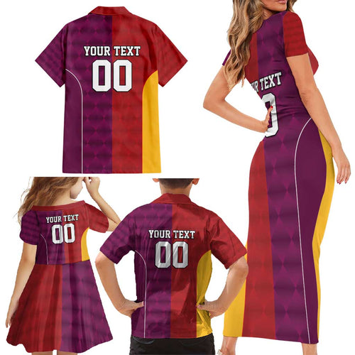 Custom British Lions Australia Queensland Family Matching Short Sleeve Bodycon Dress and Hawaiian Shirt Sporty Style