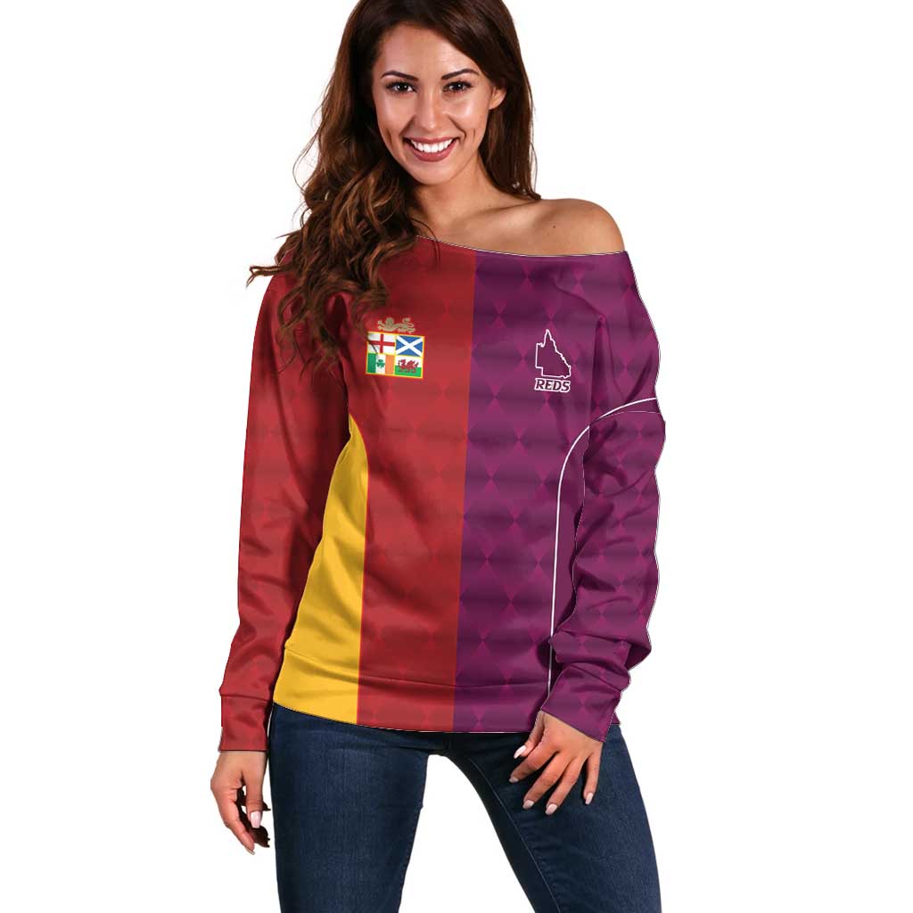 Custom British Lions Australia Queensland Off Shoulder Sweater Sporty Style