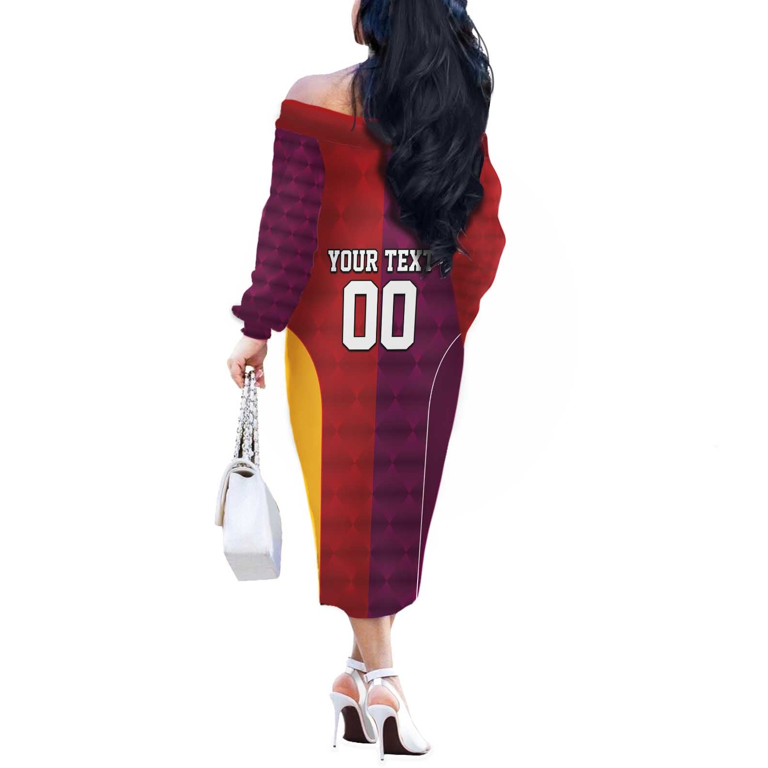 Custom British Lions Australia Queensland Off The Shoulder Long Sleeve Dress Sporty Style
