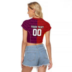 Custom British Lions Australia Queensland Raglan Cropped T Shirt Sporty Style