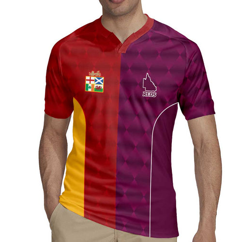 Custom British Lions Australia Queensland Rugby Jersey Sporty Style