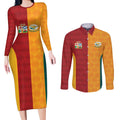 Custom British Lions Australia Wallabies Couples Matching Long Sleeve Bodycon Dress and Long Sleeve Button Shirt Sporty Style