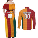 Custom British Lions Australia Wallabies Couples Matching Off Shoulder Maxi Dress and Long Sleeve Button Shirt Sporty Style