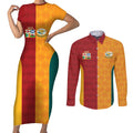 Custom British Lions Australia Wallabies Couples Matching Short Sleeve Bodycon Dress and Long Sleeve Button Shirt Sporty Style