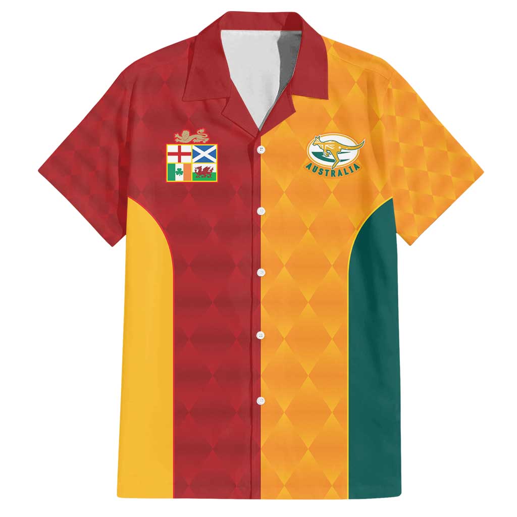 Custom British Lions Australia Wallabies Family Matching Off Shoulder Short Dress and Hawaiian Shirt Sporty Style