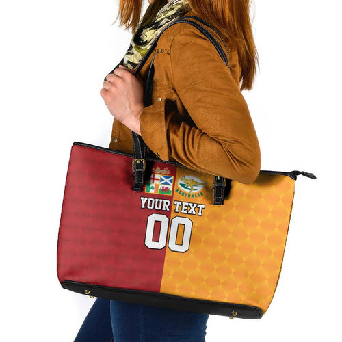 Custom British Lions Australia Wallabies Leather Tote Bag Sporty Style