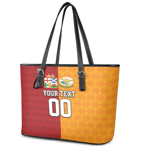Custom British Lions Australia Wallabies Leather Tote Bag Sporty Style
