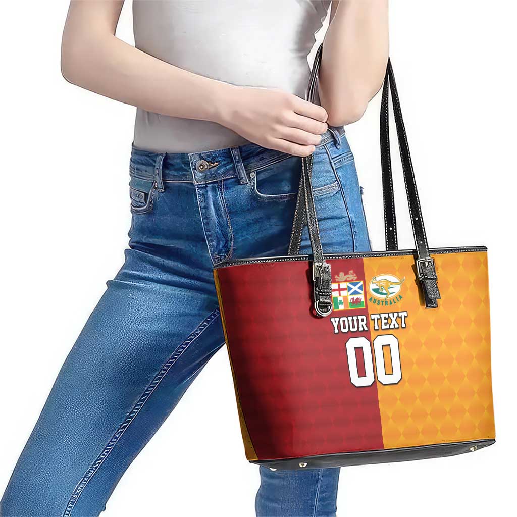 Custom British Lions Australia Wallabies Leather Tote Bag Sporty Style