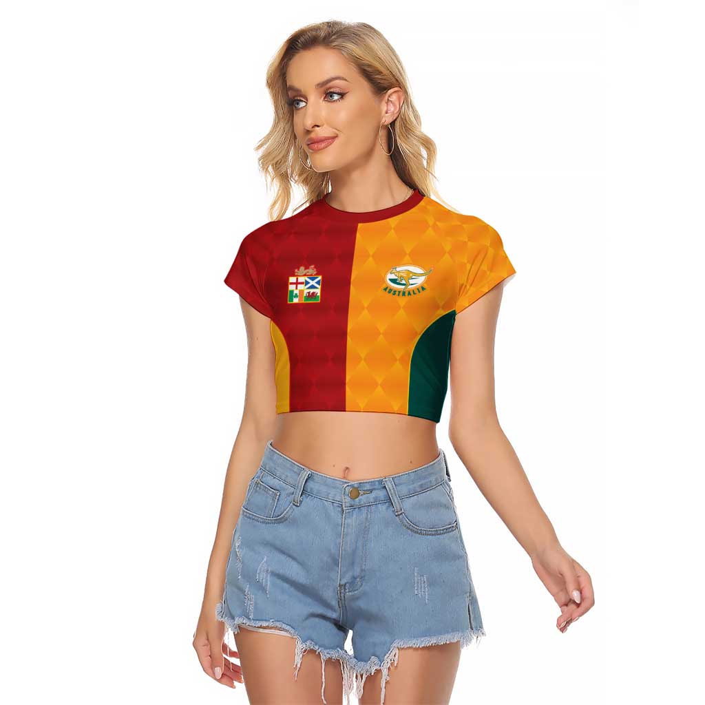 Custom British Lions Australia Wallabies Raglan Cropped T Shirt Sporty Style