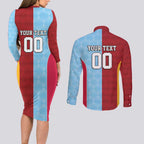 Custom British Lions Australia Waratahs Couples Matching Long Sleeve Bodycon Dress and Long Sleeve Button Shirt Sporty Style