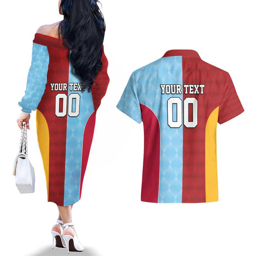Custom British Lions Australia Waratahs Couples Matching Off The Shoulder Long Sleeve Dress and Hawaiian Shirt Sporty Style