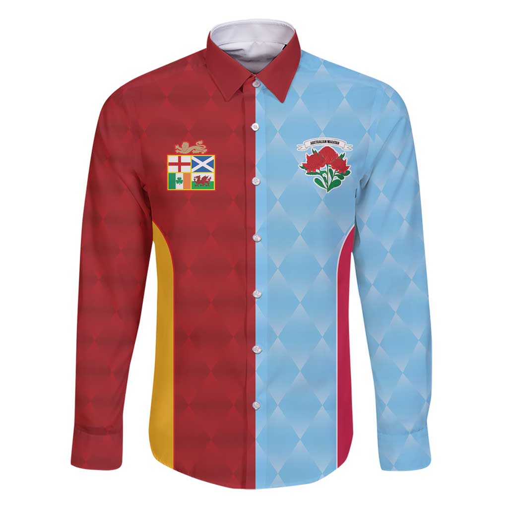Custom British Lions Australia Waratahs Family Matching Mermaid Dress and Hawaiian Shirt Sporty Style